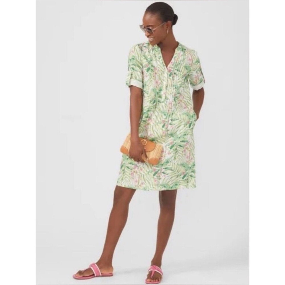 NWOT J. McLaughlin Botanical Riviera Loose Fit 100% Linen Mini Dress Size Medium